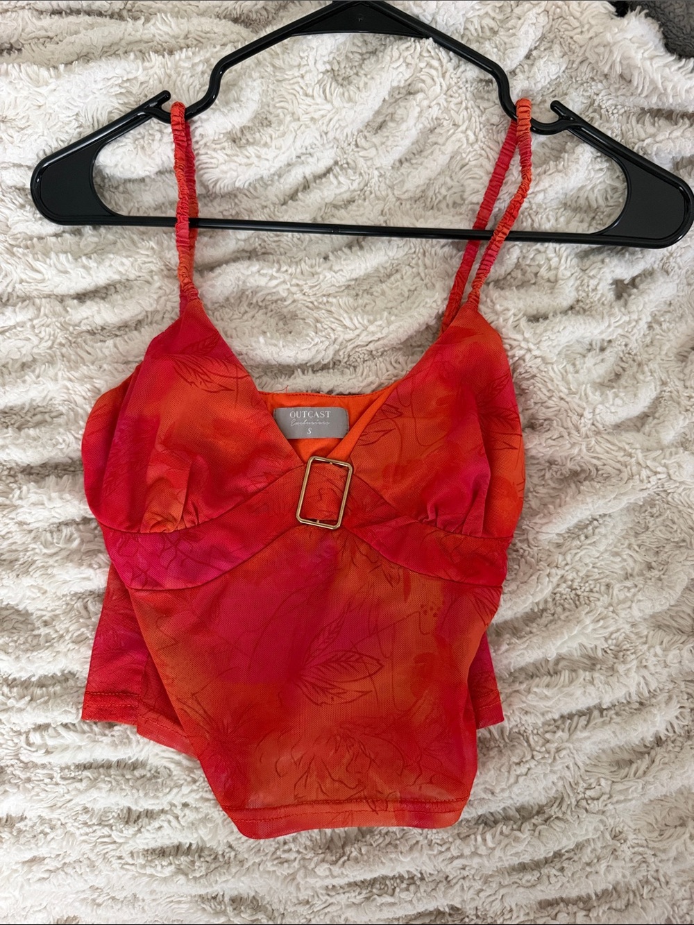 Outcast Red Floral Buckle Bandeau Cami